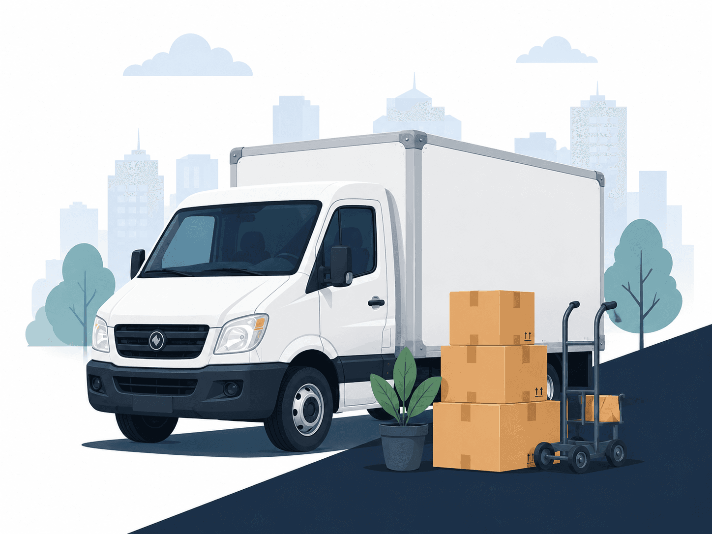 Caminhão ilustrado com caixas para transporte